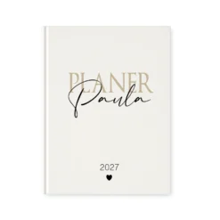 Personalisierter Terminplaner 2027 Din A5 | Hardcover Buchkalender mit Name | Weißes Cover, Modernes Design