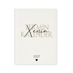 Personalisierter Terminplaner 2027 Din A5 | Hardcover Buchkalender mit Name | Weißes Cover, Modernes Design