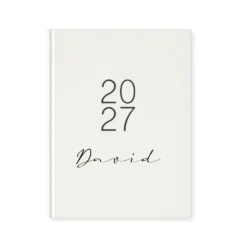 Personalisierter Terminplaner 2027 Din A5 | Minimalistischer Buchkalender mit Name | Weißes Hardcover – Manufaktur Liebevoll