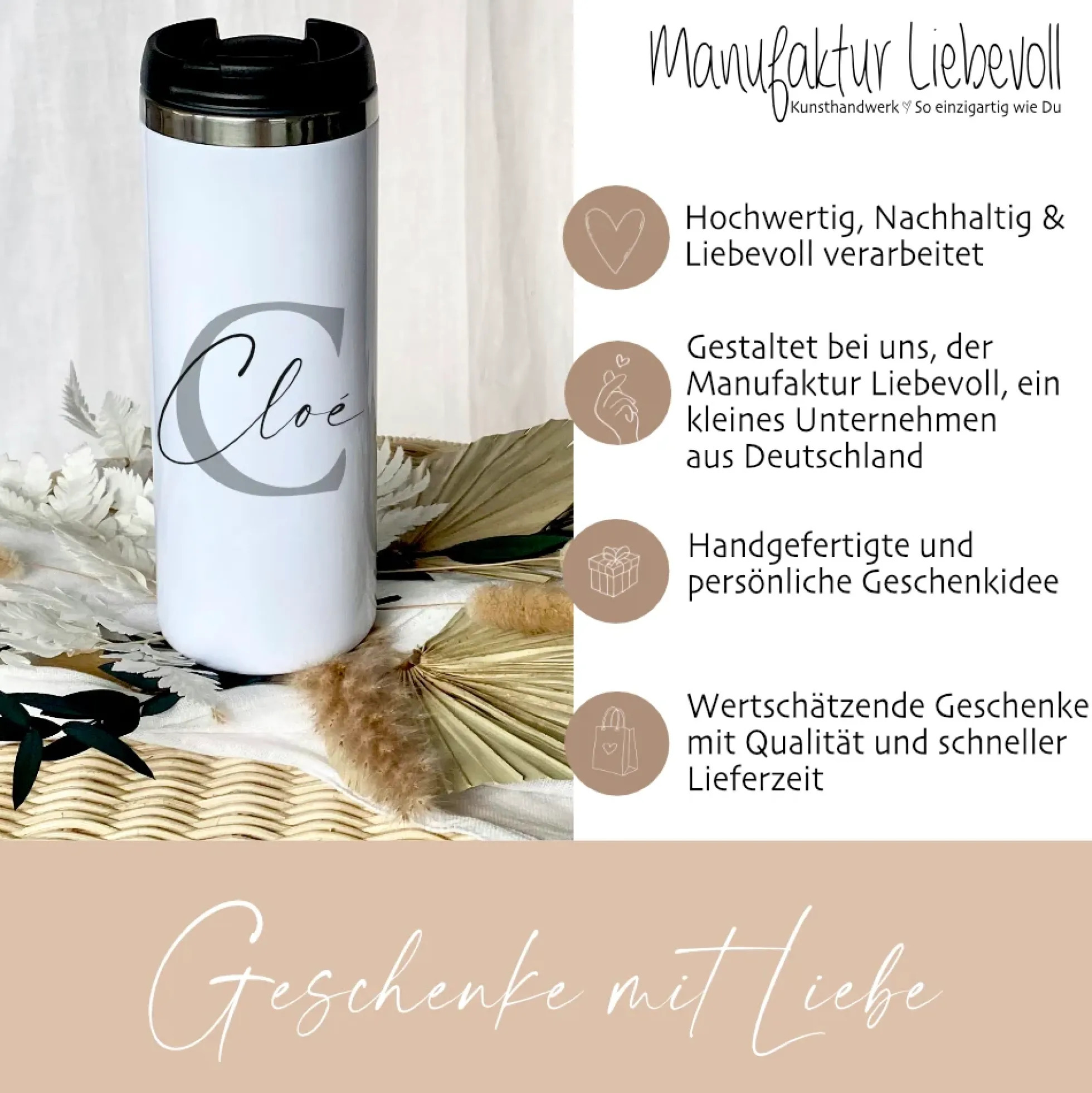 Personalisierter Thermobecher mit Namen und Buchstaben