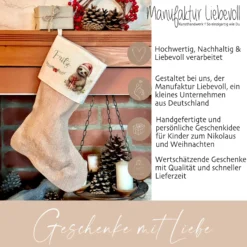 Personalisierter Weihnachtsstrumpf Faultier für Mädchen, Jungen, Teenager mit Namen zu Nikolaus und Weihnachten | Nikolausstrumpf Geschenkidee für Kinder I 7 Motivvarianten zur Auswahl
