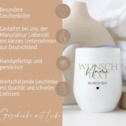 Personalisierter Weinbecher Herzensmensch und Wunschtext aus Edelstahl