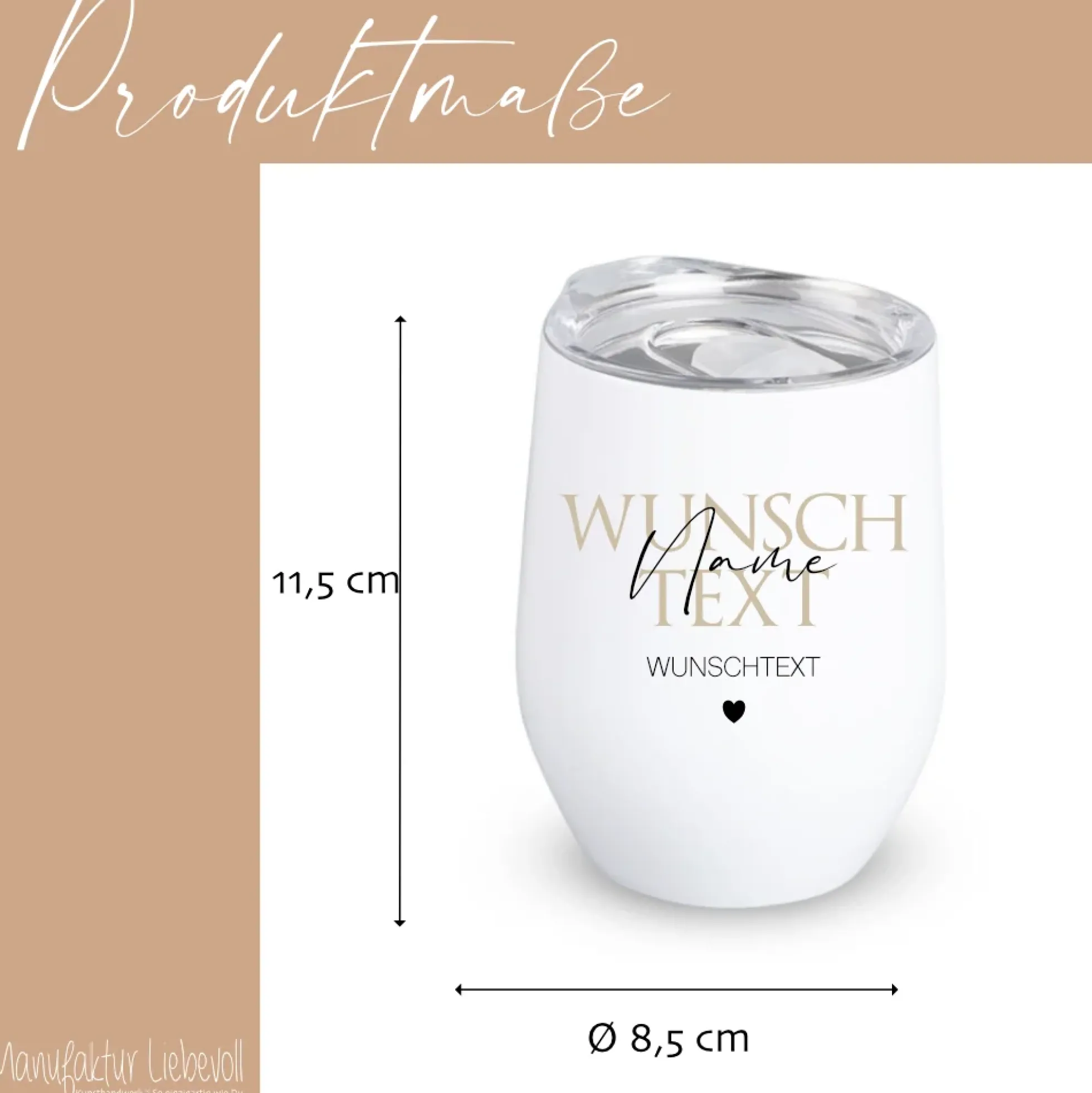 Personalisierter Weinbecher Herzensmensch und Wunschtext aus Edelstahl