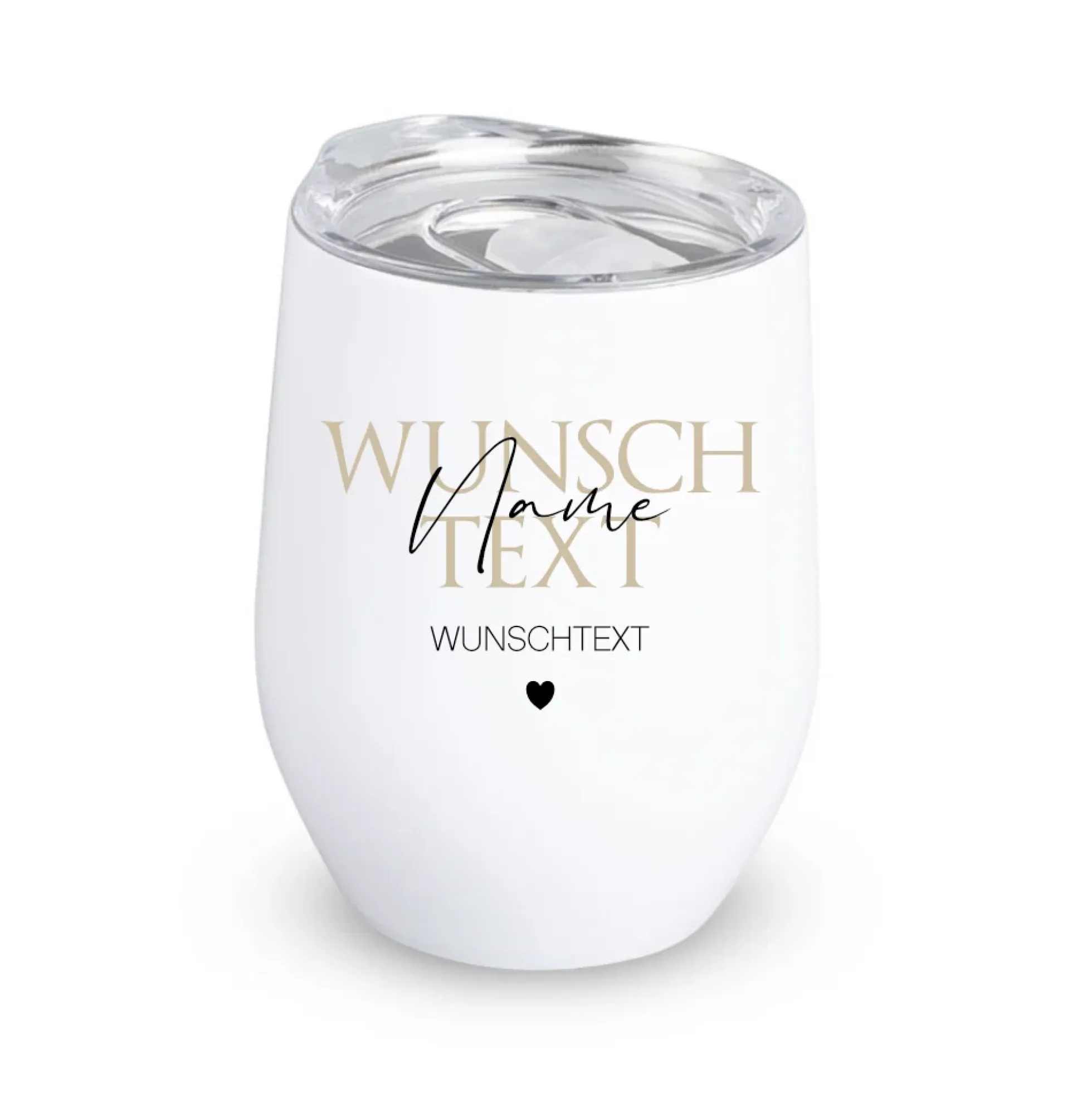 Personalisierter Weinbecher Herzensmensch und Wunschtext aus Edelstahl
