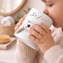 Personalisierter Zahnputzbecher für Kinder aus Keramik – Zahnbecher mit Namen & Tiermotiv