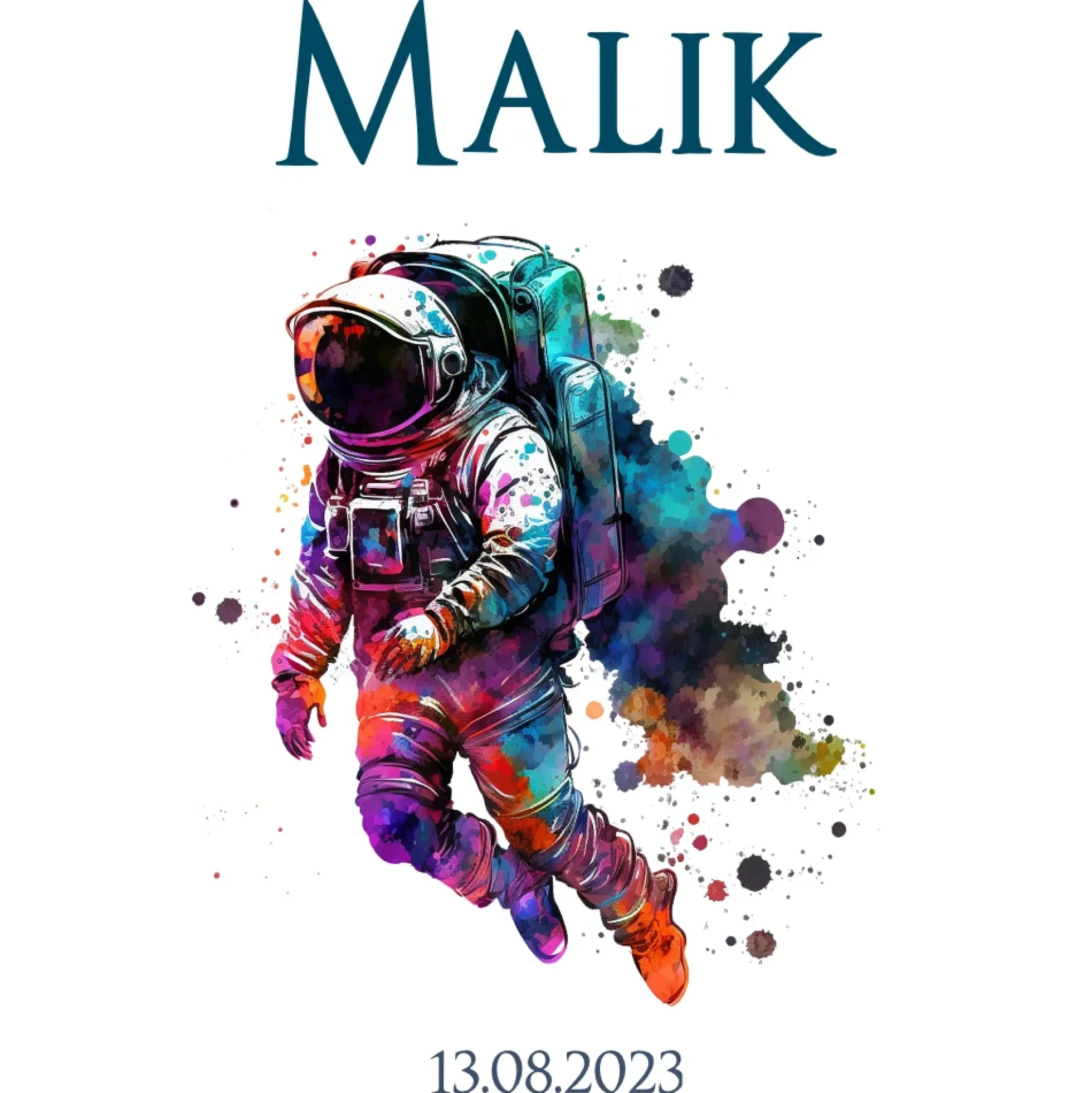 Personalisierte Schultüte Stoff Blau Junge Astronaut Weltall Weltraum Raumfahrt Wunschname Einschulungstüte 70 cm | Optional mit Füllkissen und Spitzenschutz