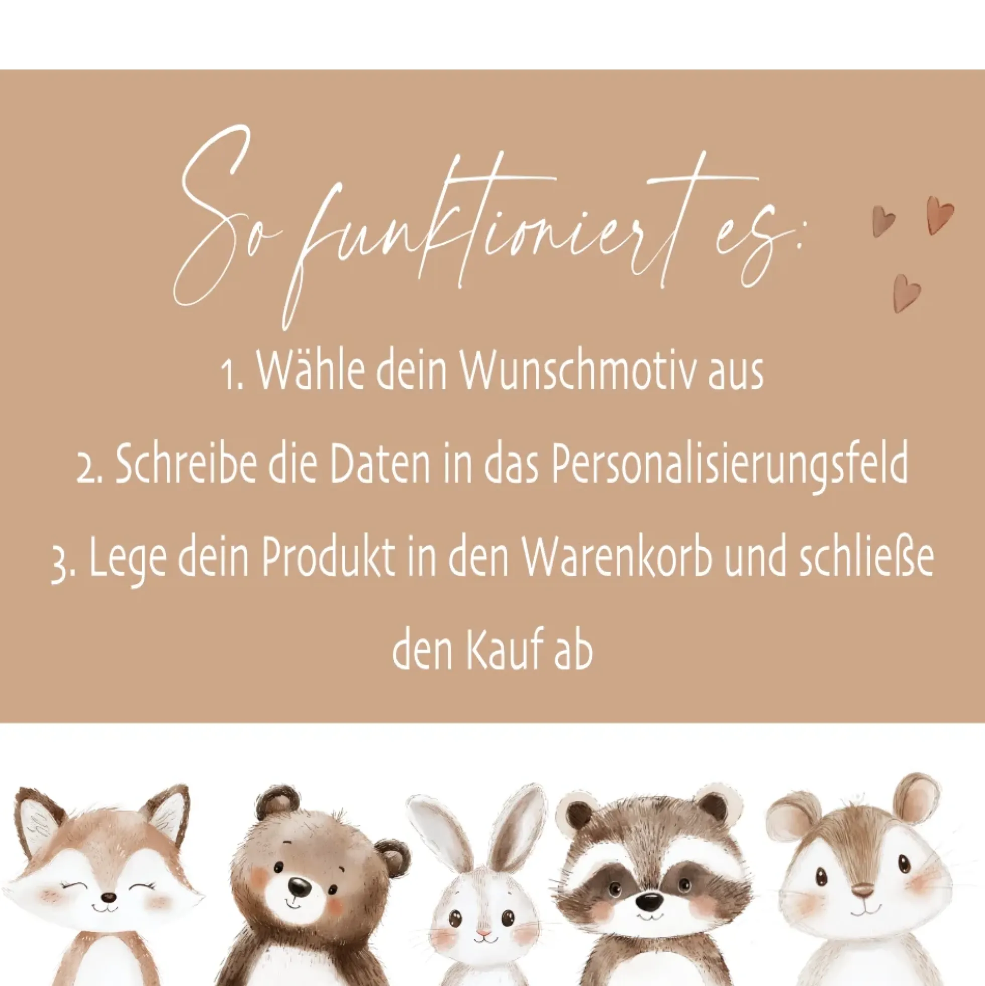 Personalisiertes flauschiges Babykissen mit Geburtsdaten – Waldtiere 40x40cm inkl. Füllung