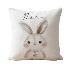 Personalisiertes flauschiges Babykissen mit Geburtsdaten – Waldtiere 40x40cm inkl. Füllung