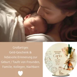 Personalisiertes Geldgeschenk zur Geburt mit Namen Geburtsdaten Geburtsgeschenk Geschenk Geburt Taufe Geldgeschenk Taufgeschenk Babygeschenk