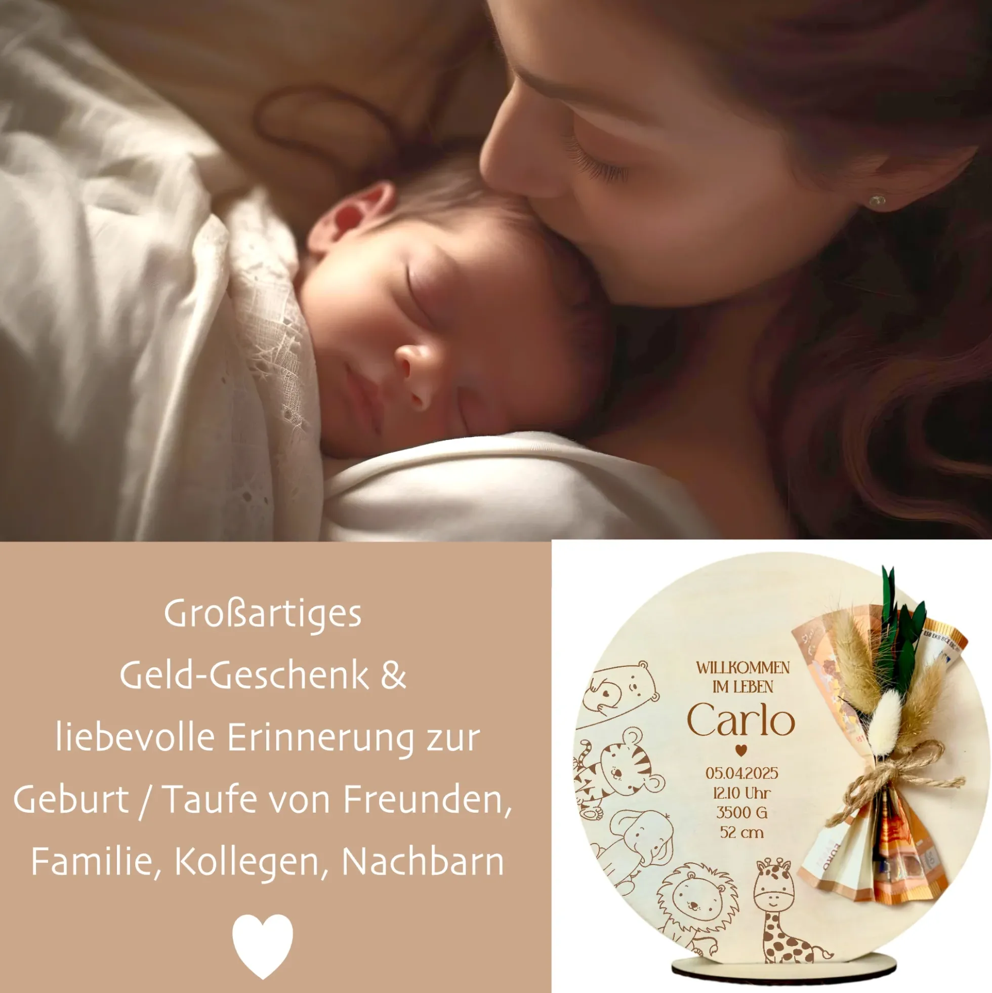 Personalisiertes Geldgeschenk zur Geburt mit Namen Geburtsdaten Geburtsgeschenk Geschenk Geburt Taufe Geldgeschenk Taufgeschenk Babygeschenk