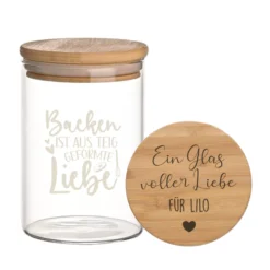 Personalisiertes Geschenk, Keksglas mit Namen, Glas mit Holzdeckel