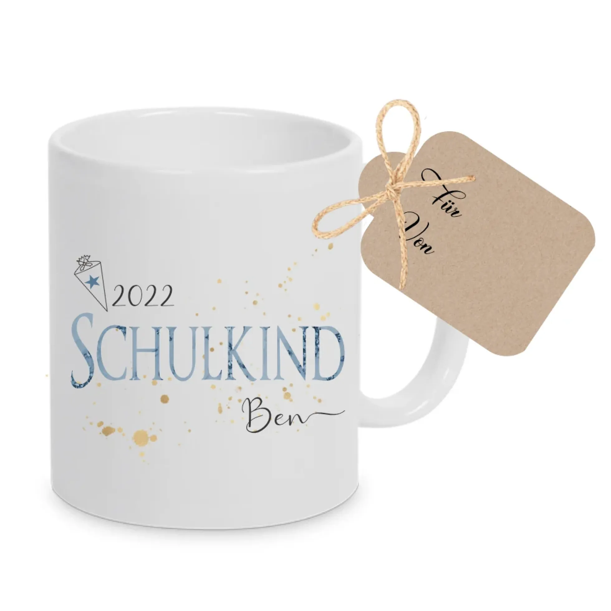 Personalisiertes Geschenk zur Einschulung | Tasse aus Keramik "Schulkind" mit Namen | Einschulungsgeschenk für Mädchen und Jungen | Kreative Geschenkidee zum Schulstart für Kinder | 2 Motivvarianten zur Auswahl