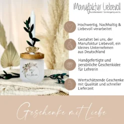 Personalisiertes Glas Geschenk mit Namen für Lehrerin als Abschiedsgeschenk und Dankeschön Abschluss Geschenk Schüler Grundschule Geschenkidee Abschied Danke Geburtstag