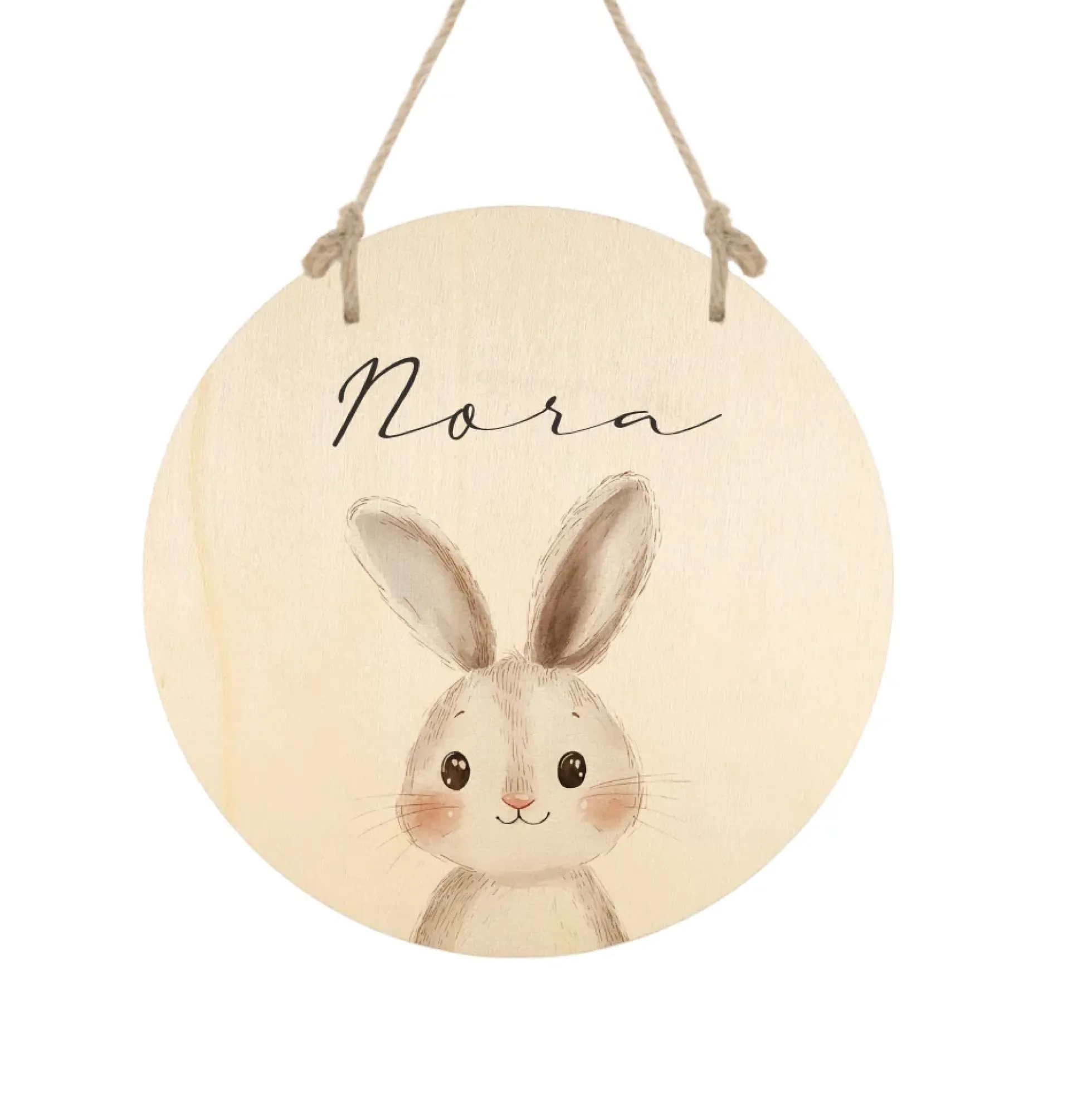 Personalisiertes Holzschild für Kinderzimmer – Türschild aus Holz mit Name & Tiermotiv – Geschenk zur Geburt & Taufe