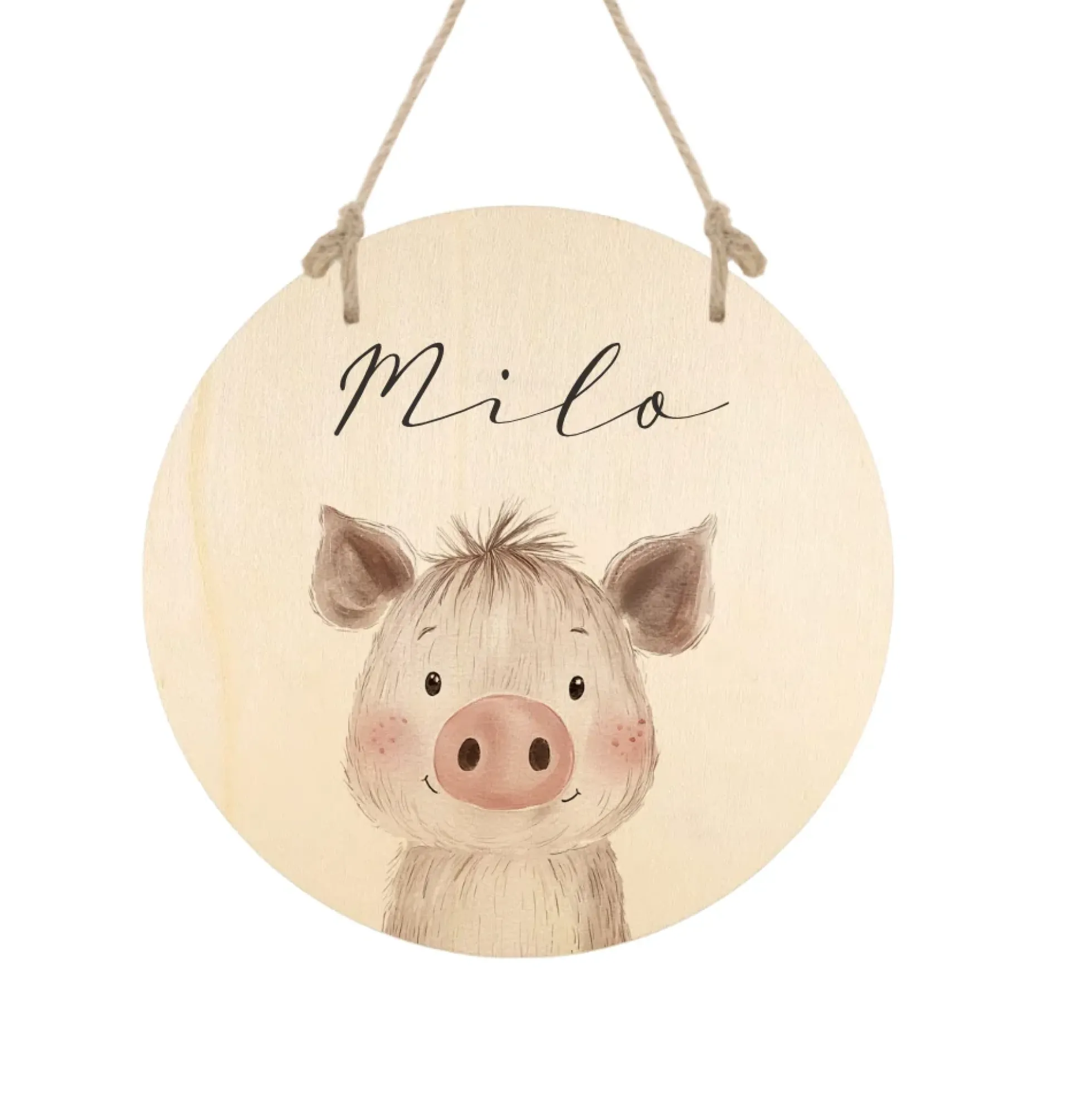 Personalisiertes Holzschild für Kinderzimmer – Türschild aus Holz mit Name & Tiermotiv – Geschenk zur Geburt & Taufe