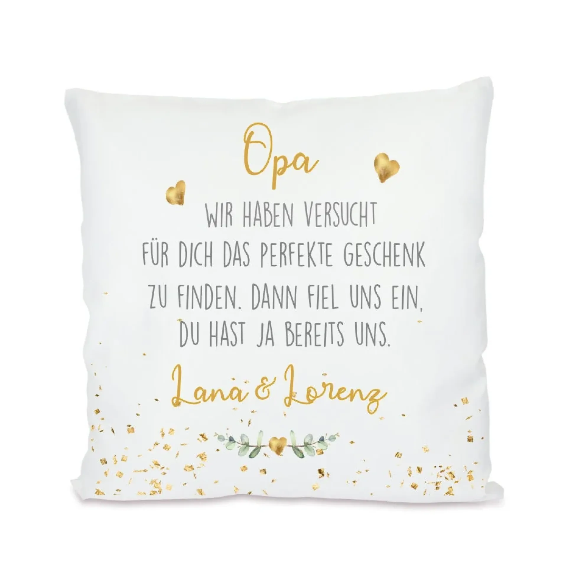 Personalisiertes Kissen mit Spruch "Opa, wir haben versucht..." | Kreative Geschenkidee für den Großvater mit Namen der Enkelkinder | 4 Motivvarianten zur Auswahl