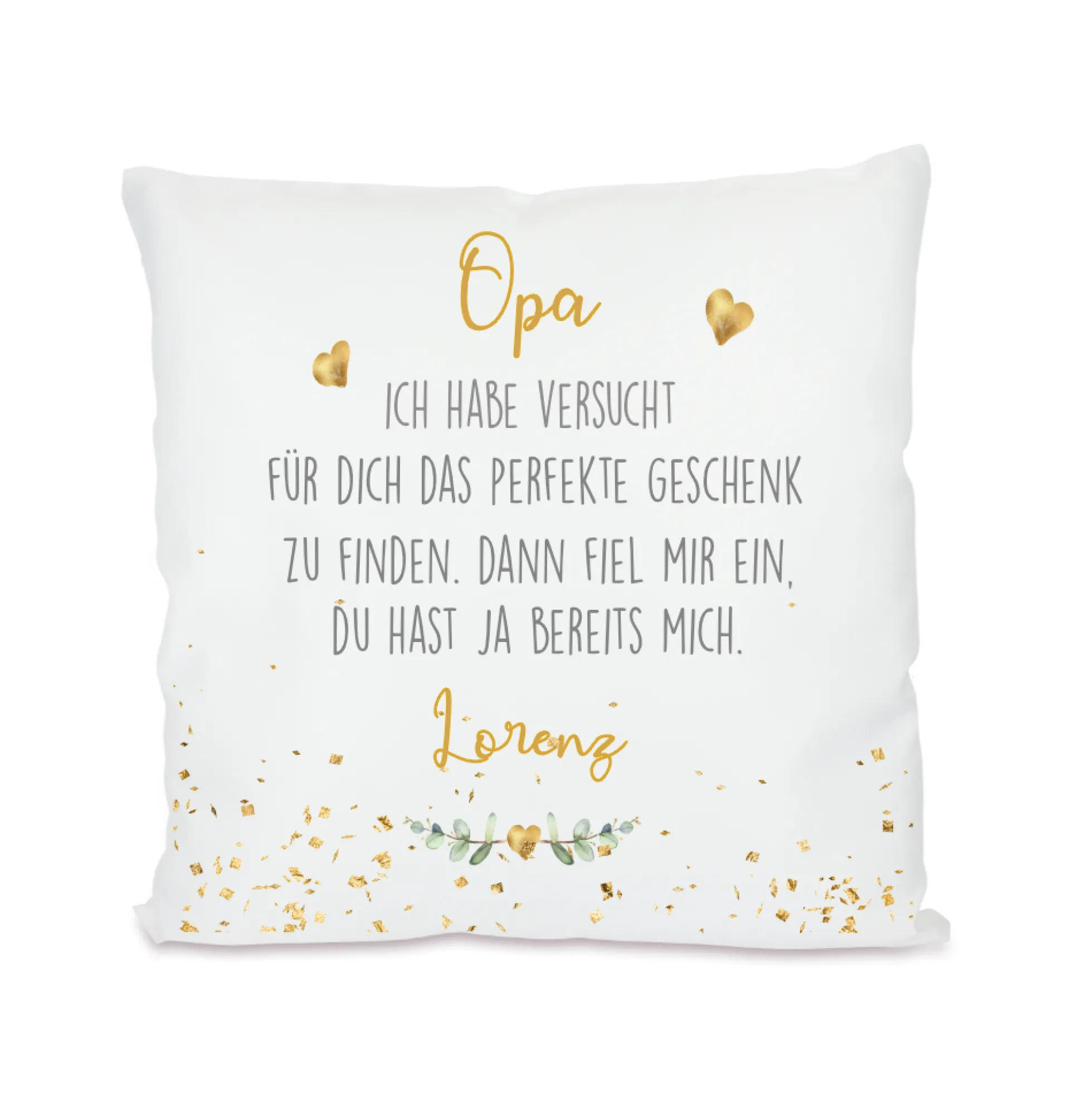 Personalisiertes Kissen mit Spruch "Opa, wir haben versucht..." | Kreative Geschenkidee für den Großvater mit Namen der Enkelkinder | 4 Motivvarianten zur Auswahl