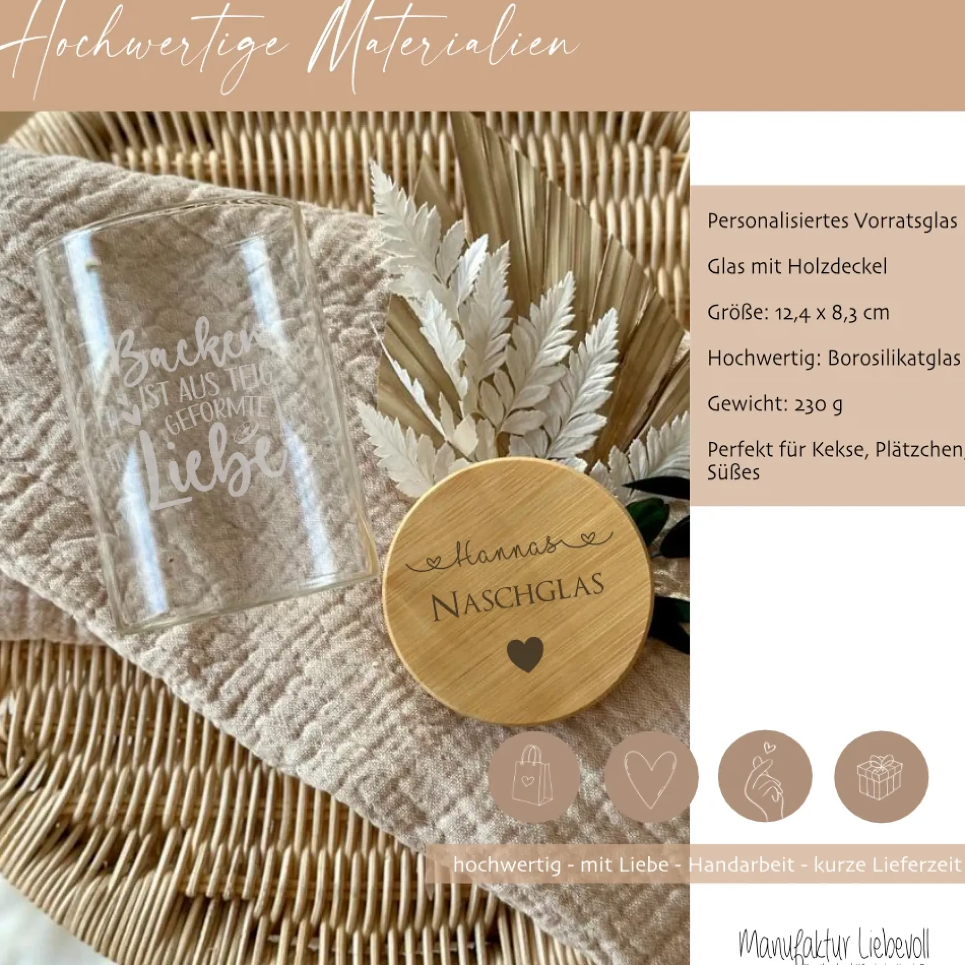 Personalisiertes Naschglas für Plätzchen und Kekse, Keksglas mit Wunschgravur