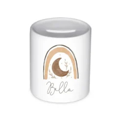 Personalisierte Spardose mit Boho Regenbogen | Geschenk mit Namen für Mädchen und Jungen