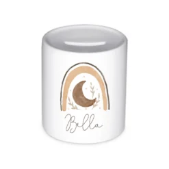 Personalisierte Spardose mit Boho Regenbogen | Geschenk mit Namen für Mädchen und Jungen