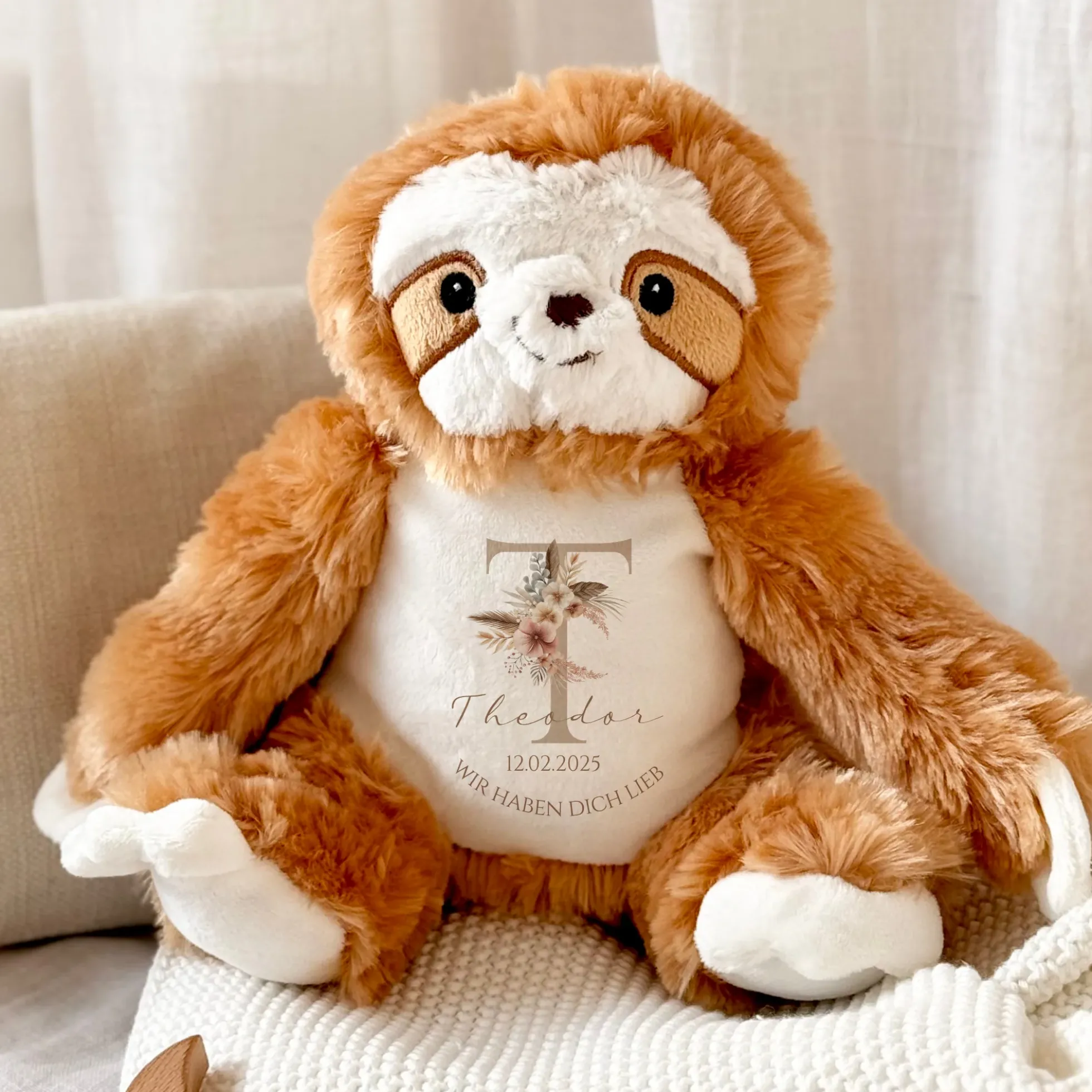 Personalisiertes Plüschtier Namen Datum Spruch Baby Geschenk Geburt Taufe Geburtstag