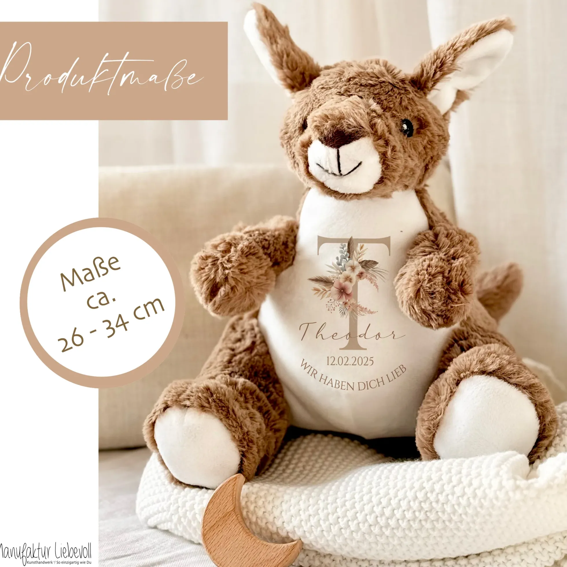 Personalisiertes Plüschtier Namen Datum Spruch Baby Geschenk Geburt Taufe Geburtstag