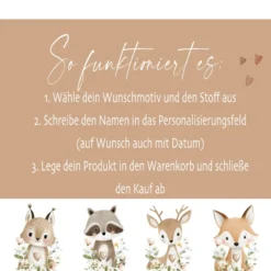 Personalisierte Stoff Schultüte mit Namen – Süße Waldtiere Motive & Boho-Details – Handgemacht zur Einschulung