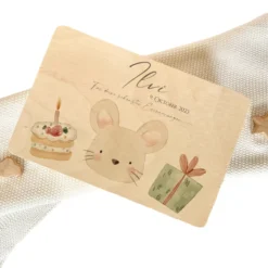Personalisiertes Willkommensgeschenk aus Holz, Erinnerungsbox mit Motiv 