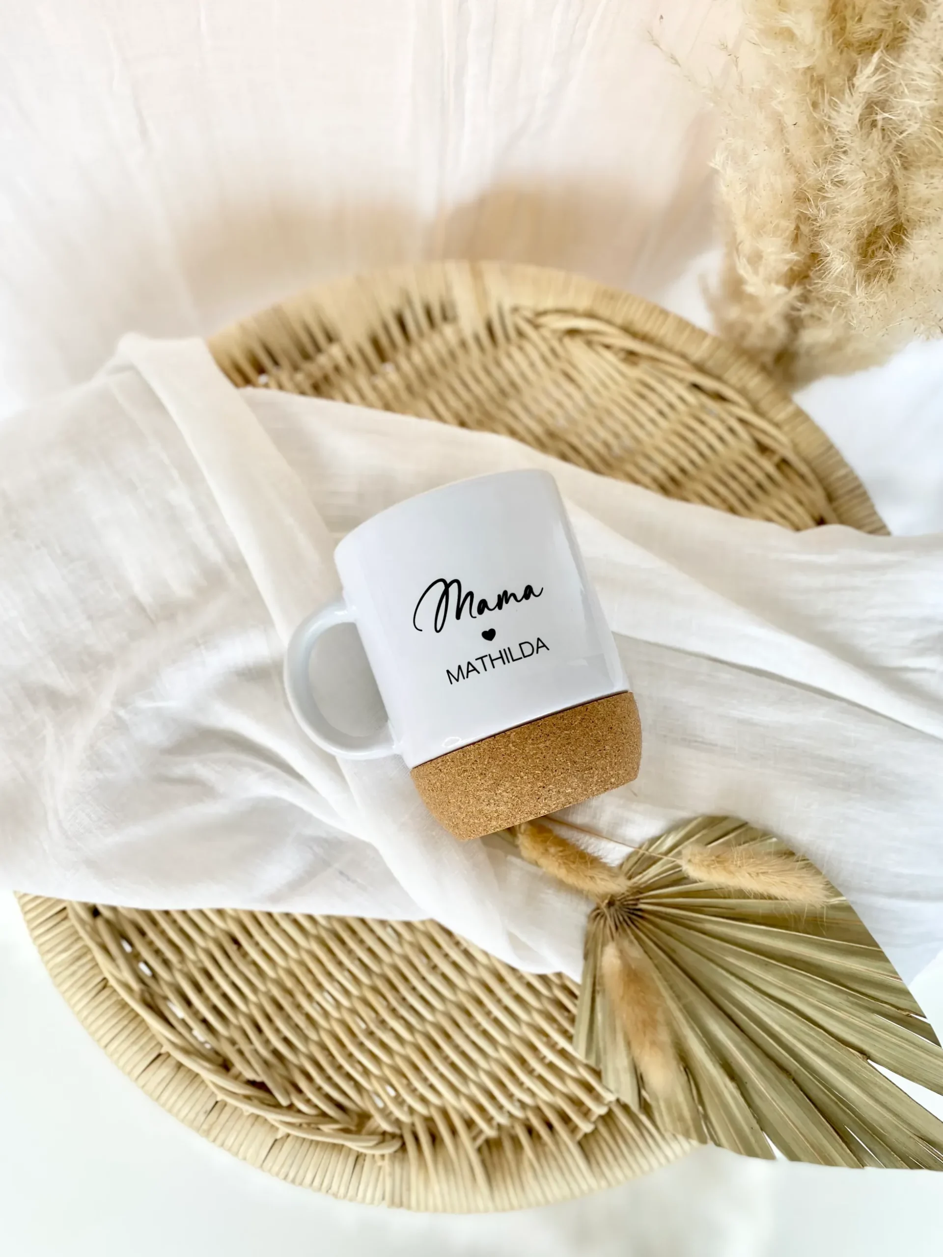 Personalisierte Tasse aus Keramik und Kork für den Opa und die ganze Familie, 7 Varianten zur Auswahl