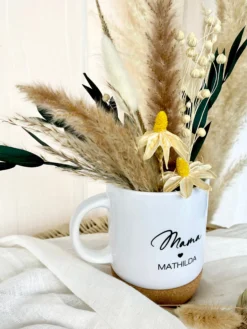 Personalisierte Tasse aus Keramik und Kork für den Papa und die ganze Familie, 7 Varianten zur Auswahl