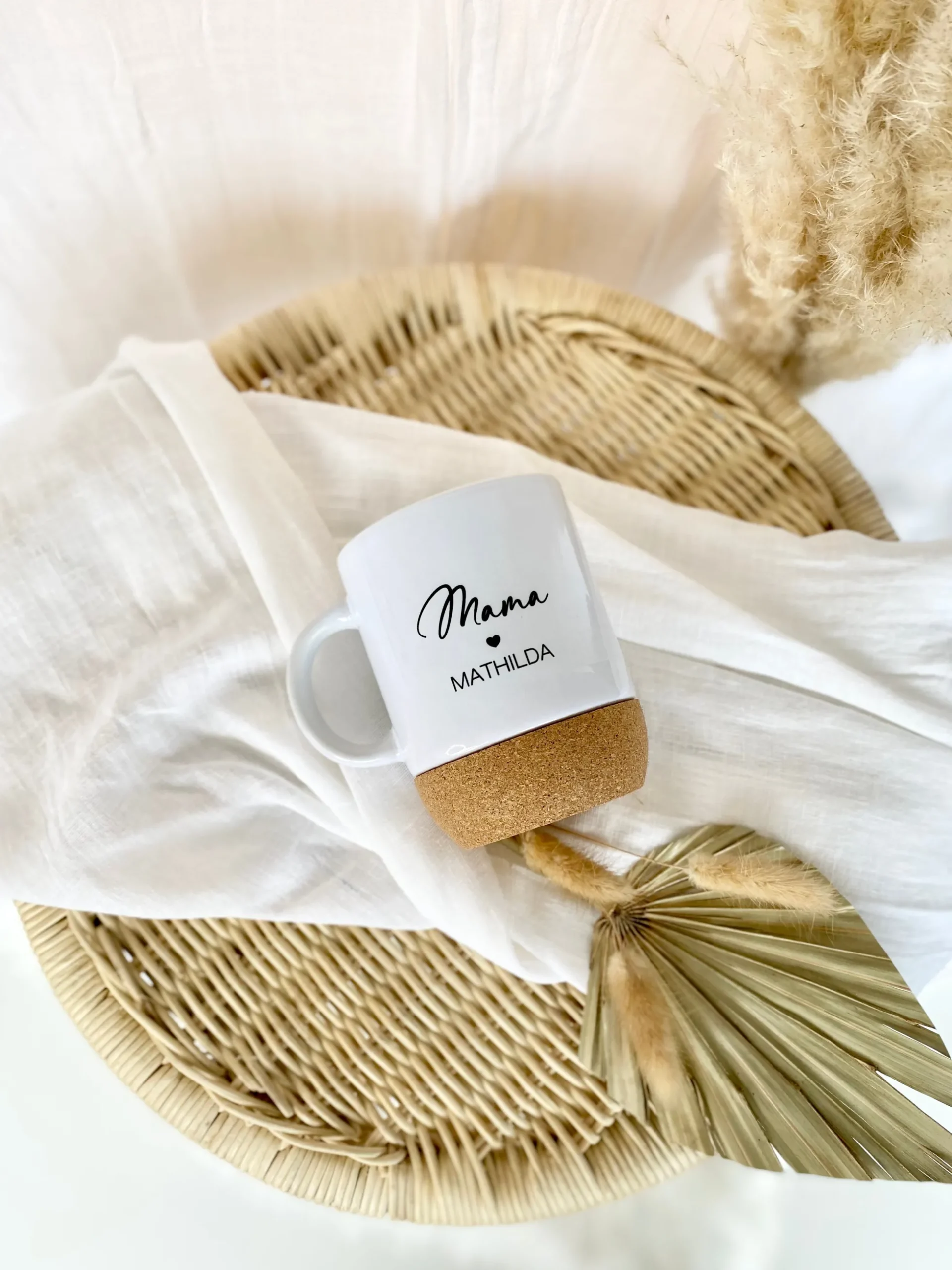 Personalisierte Tasse aus Keramik und Kork für den Papa und die ganze Familie, 7 Varianten zur Auswahl