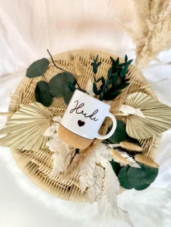 Personalisierte Tasse aus Keramik und Kork für die Oma und die ganze Familie, 7 Varianten zur Auswahl