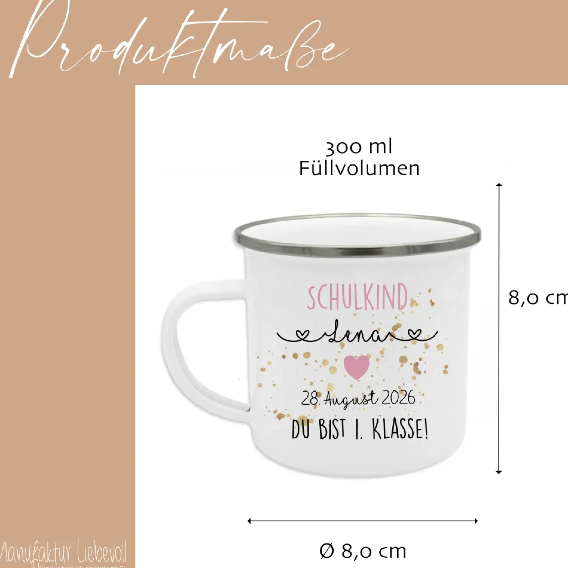 Personalisierte Tasse für das Schulkind | Geschenk für Jungen und Mädchen mit Namen und Datum | 2 Farbvarianten zur Auswahl