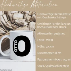 Personalisierte Tasse mit Buchstabe & Name | Keramik Kaffeetasse A–Z