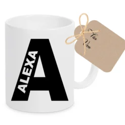 Personalisierte Tasse mit Buchstabe & Name | Keramik Kaffeetasse A–Z