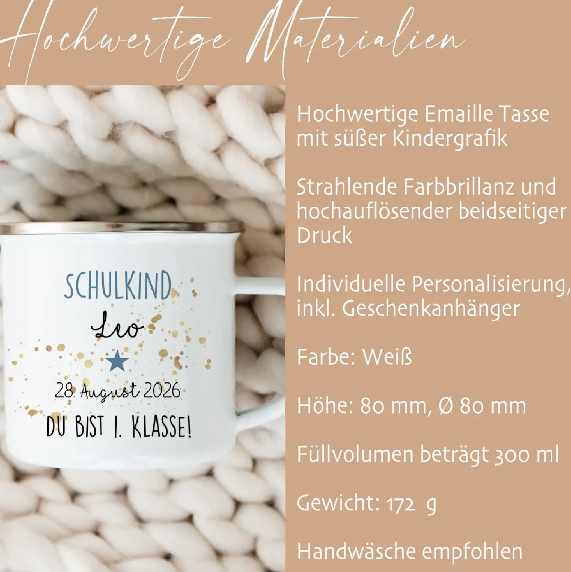 Personalisierte Tasse zur Einschulung | Geschenkidee mit Namen und Datum | 2 Farbvarianten zur Auswahl