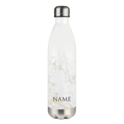 Personalisierte Trinkflasche Edelstahl in Marmor Optik, bedruckte Thermosflasche mit Namen, Wasserflasche zum Sport, die Arbeit und Freizeit | 500ml u. 750ml