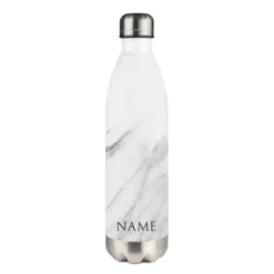 Personalisierte Trinkflasche Edelstahl in Marmor Optik, bedruckte Thermosflasche mit Namen, Wasserflasche zum Sport, die Arbeit und Freizeit | 500ml u. 750ml
