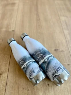 Personalisierte Trinkflasche Edelstahl in Marmor Optik, bedruckte Thermosflasche mit Namen, Wasserflasche zum Sport, die Arbeit und Freizeit | 500ml u. 750ml
