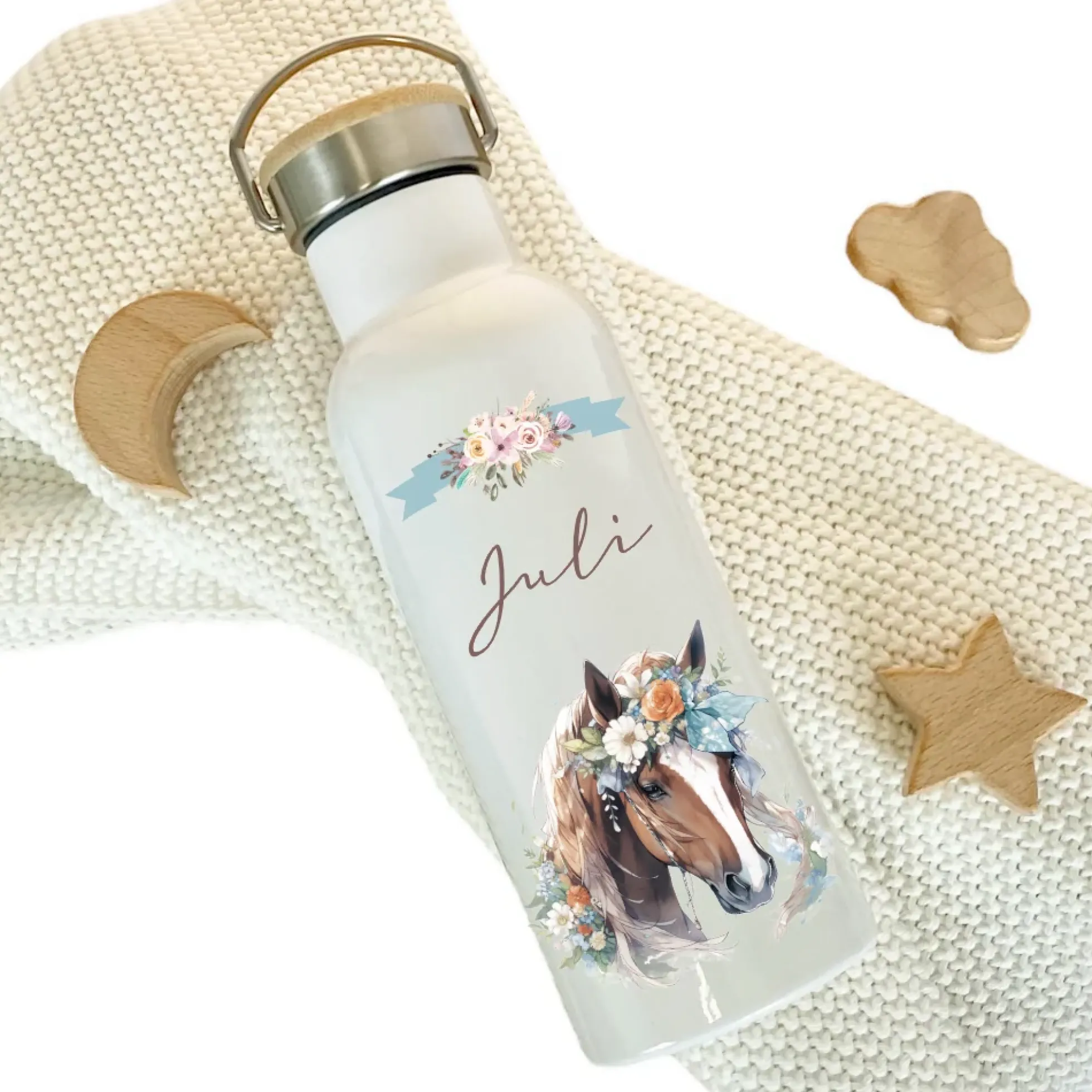 Pferde Brotdose wählbar in Edelstahl mit Bambusdeckel und Namen für Mädchen | Brotbox mit Pony | Personalisiertes Geschenk für Kinder + Pony Stoff Schultüte für Mädchen graue Zuckertüte Pferd Boho Name personalisiert Einschulungstüte Datum Blumen 70 cm