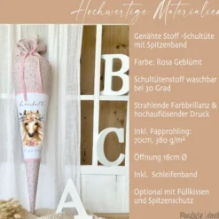 Pferde Schultüte Mädchen Personalisiert Schultüte Zuckertüte Mädchen Schultüte Stoff Zuckertüte Pony Stoffschultüte