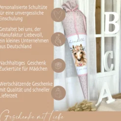 Pferde Schultüte Mädchen Personalisiert Schultüte Zuckertüte Mädchen Schultüte Stoff Zuckertüte Pony Stoffschultüte