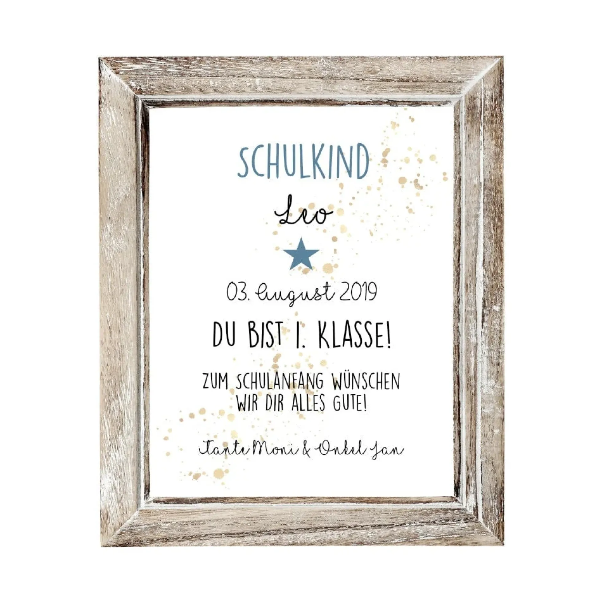 Poster für das Schulkind "Du bist 1. Klasse" | Geschenkidee für den Erstklässler | Handgefertigt und personalisiert | Geschenk mit Name, Einschulungsdatum und Glückwünsche | 2 Motivvarianten zur Auswahl