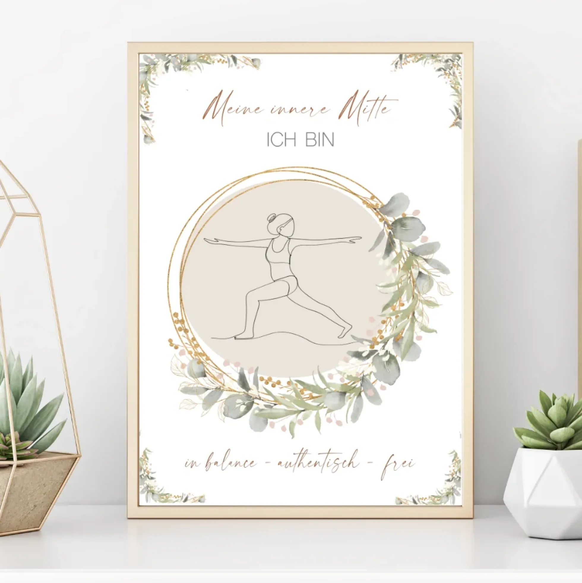 Poster "Meine innere Mitte" | Kraftgeschenk für Frauen zum Ausdrucken | Druckbare Kunst: Selbstfürsorge, Positive Affirmation, Meditation, Yoga