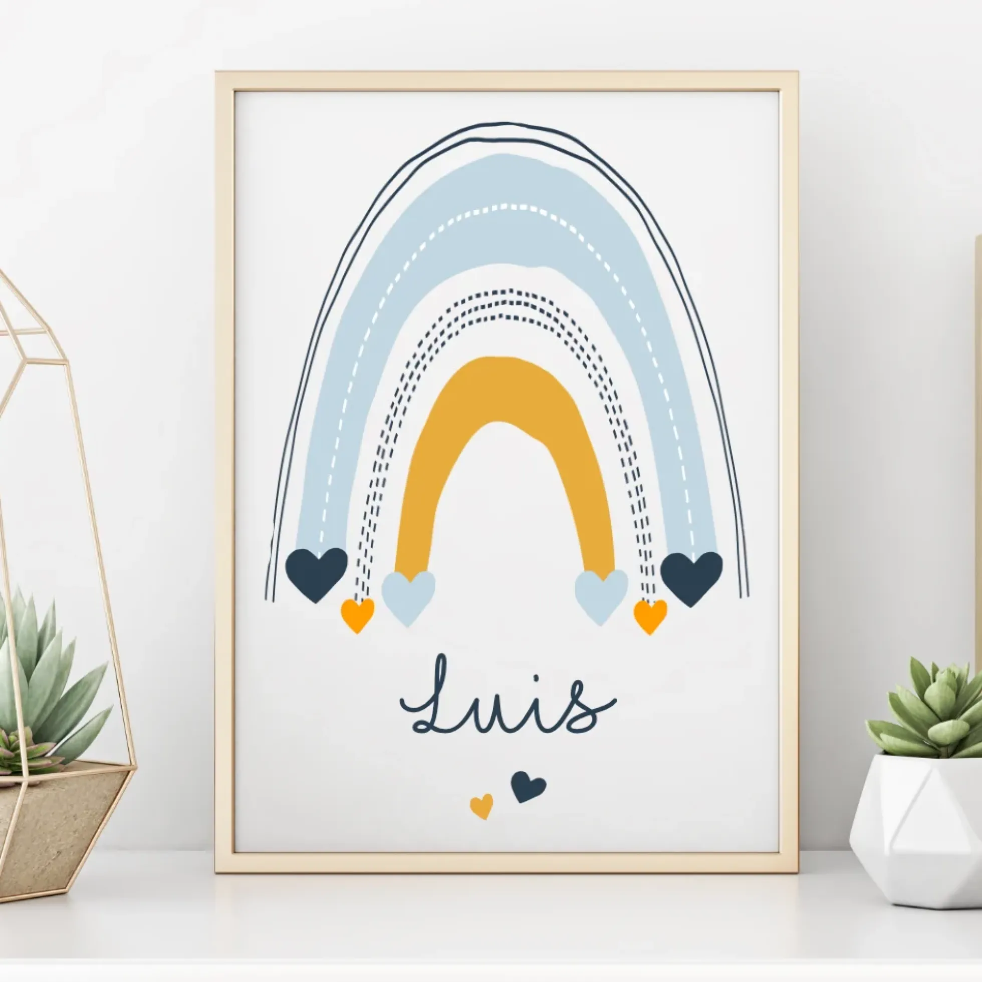 Poster mit Namen und Geburtsdaten | Motiv "Regenbogen" für Jungen u. Mädchen | Liebevolle Dekoration für das Baby- u. Kinderzimmer| Persönliches Geschenk zur Geburt u. Taufe mit Namen | 4 Varianten zur Auswahl