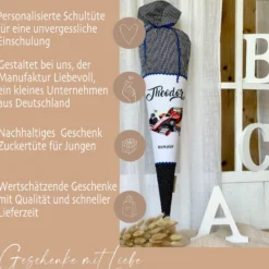 Rennauto Schultüte für Jungen personalisierte Stoff Schultüte Auto Schultüte Sportwagen Rennwagen Einschulung Junge Schulkind Geschenk