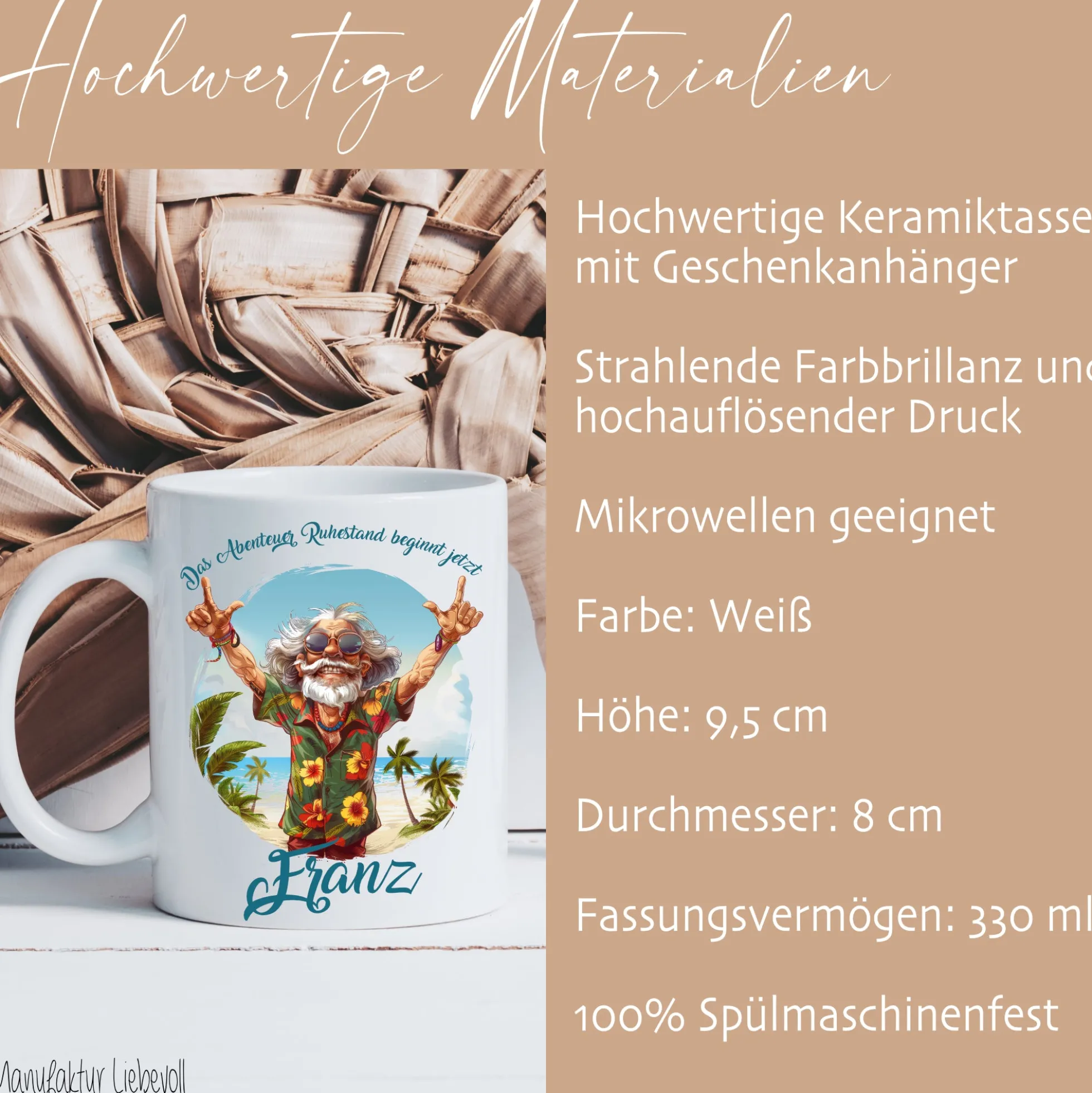Rente Geschenk Mann Tasse personalisiert Ruhestand Abschiedsgeschenk | 2 Motivvarianten zur Auswahl