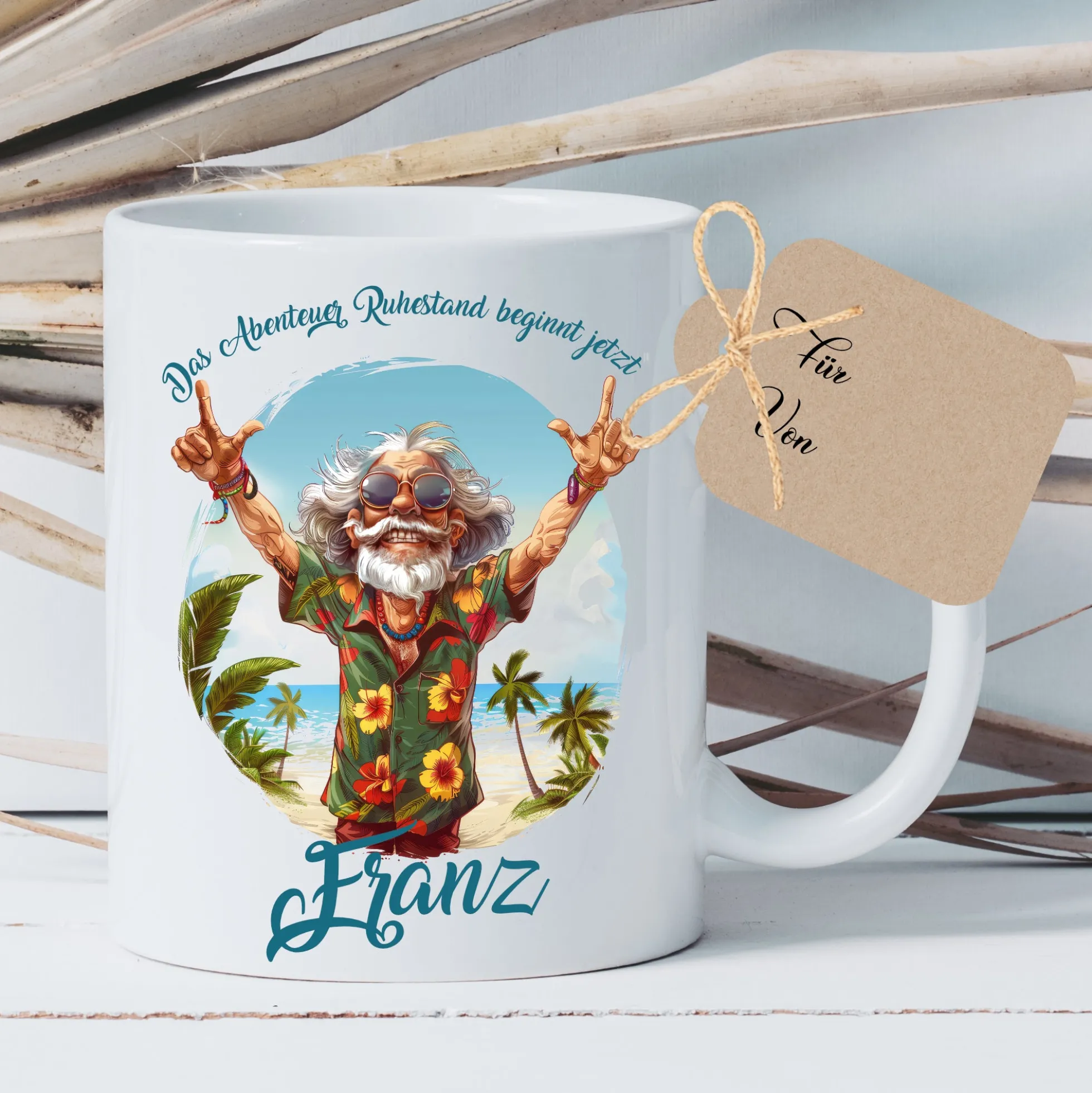 Rente Geschenk Mann Tasse personalisiert Ruhestand Abschiedsgeschenk | 2 Motivvarianten zur Auswahl