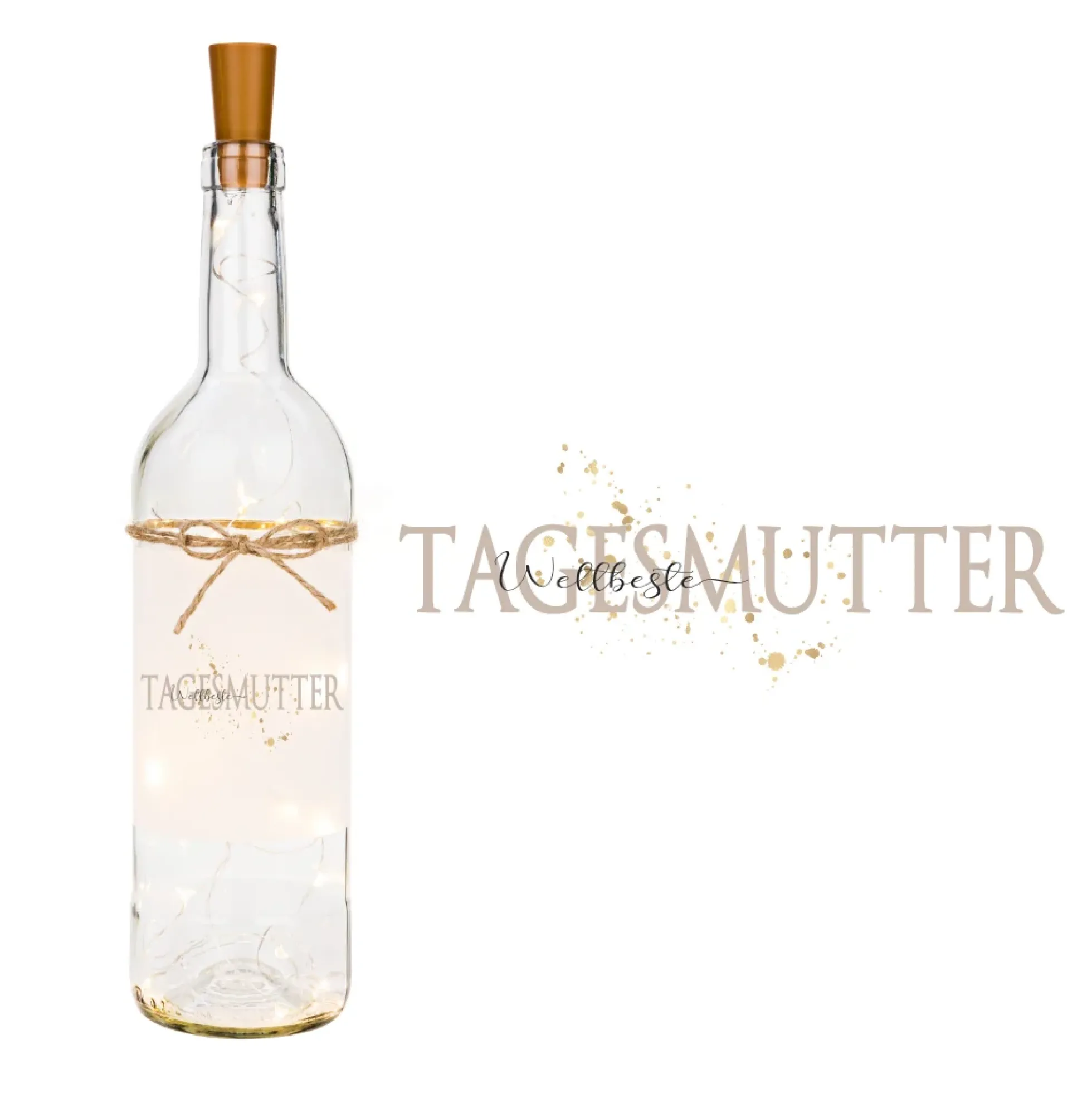 Schönes Geschenk für die Tagesmutter um Danke zu sagen | Flaschenlicht mit LED Beleuchtung
