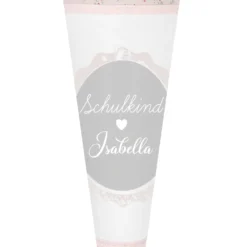 Schultüte aus geblümten Stoff in Rosa | Personalisiert mit dem Namen des Kindes | Optional mit Füllkissen und Spitzenschutz